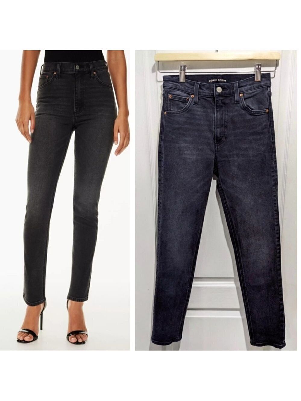 Aritzia Denim Forum | The '80s Bardot Hi-Rise Slim Jean in Black Liquorice